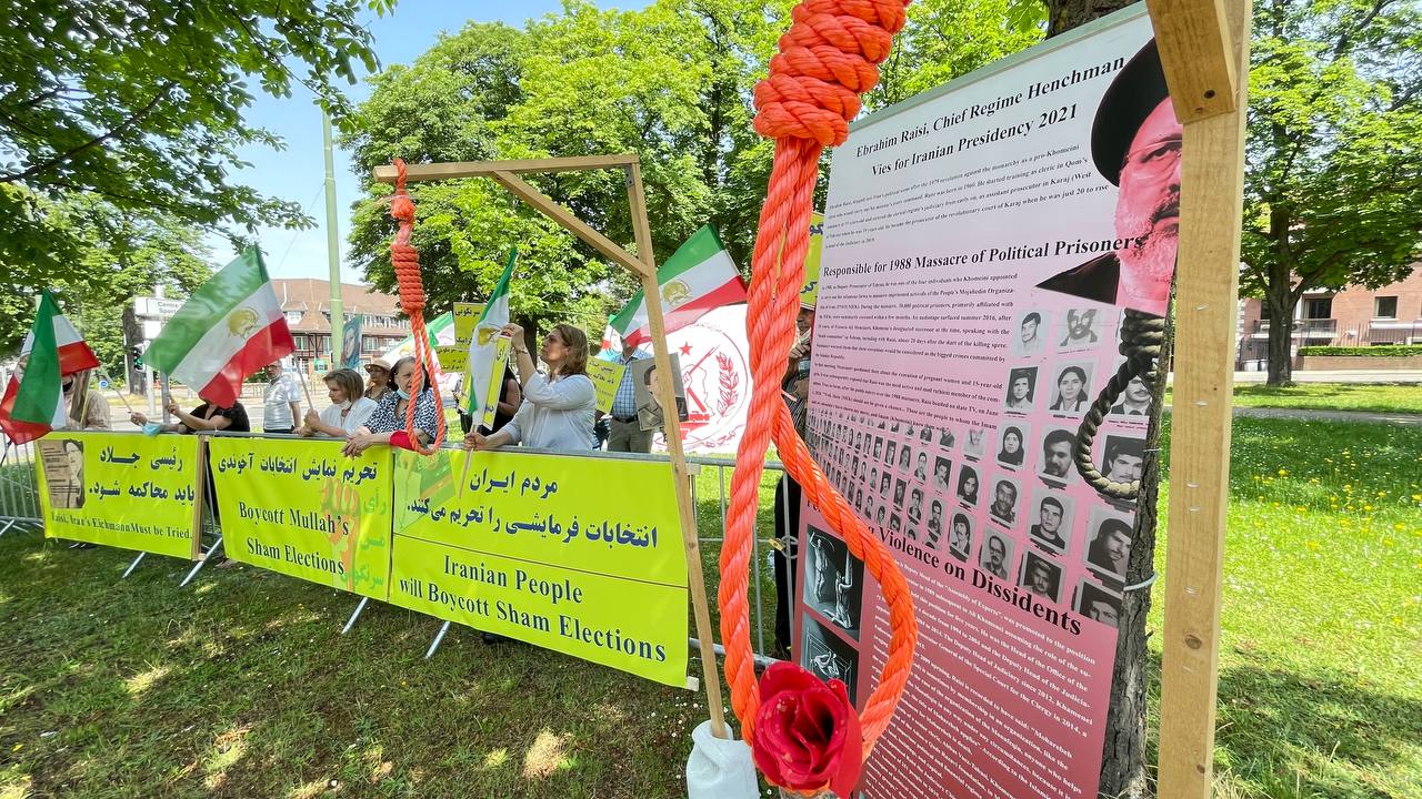 Iranian diaspora rally to protest Iranian regime sham presidential elections in Belgium and other EU countries