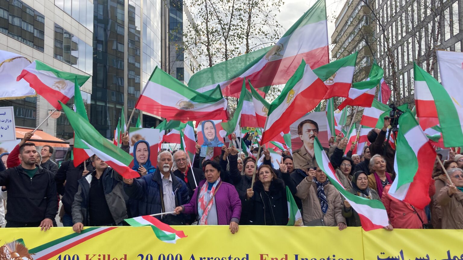 The Large Demonstration of Iranians simultaneous with the EU leaders summit in Brussels, Supporting the Nationwide Iran Protests in Iran