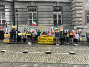Brussels: Iranians Rally in front of Belgium MFA to call to stop executions in Iran coincides with the 35th anniversary of the massacre of political prisoners in 1988 in Iran.